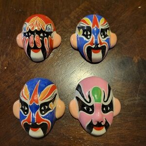 4 Vintage Mini Chinese Beijing KEMPINSKI Hotel Hand Painted Opera Face Masks